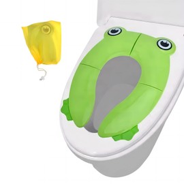 Asiento Entrenador Baño para Niños, Adaptador para Baño Portatil Niños y Niñas, Plegable Reductor WC para Viaje, Rana Verde