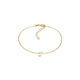 Elli Women's Basic Letter J Charm Bracelet in 925 Sterling Silver, Sterling Silver Silver Metal, None