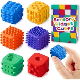 Fidget Cube Toys for Kids Adults Textured Silicone Sensory Worry Stones Quiet Fidgets Cubes for Autism ADHD Teen Silent Office Stress Toy Mini Desk Toys for Calm Down Anxiety Relief Gift for Classroom