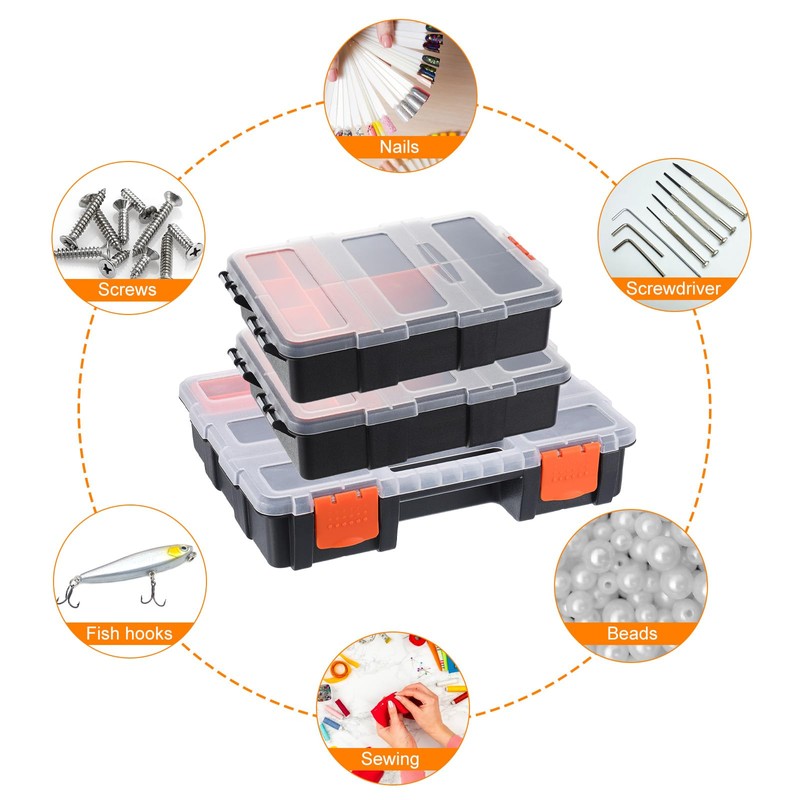 sourcing map 3pcs Toolbox Organizer Portable Plastic Hardware Organizer Box