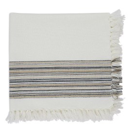 Design Imports Cotton Cloth Table Napkin - Black & Tan Striped Fringe 20x20 from Design Imports