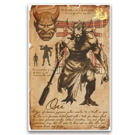 Oni, Japanese Yokai art, myths monsters and cryptids, folklore and mythology art