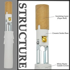 Candelabra E12 Light Socket,Length Adjustable Ceramic Bulb Socket for Chandelier Lighting,Candelabra Lamp Holder with White Candle Cover Sleeves (4-Pack)