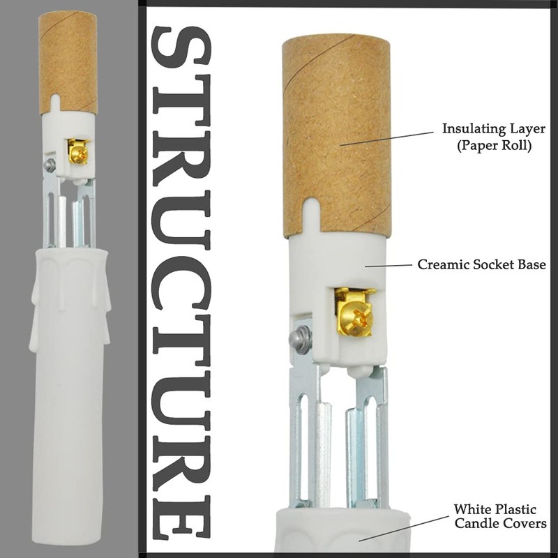 Candelabra E12 Light Socket,Length Adjustable Ceramic Bulb Socket for Chandelier