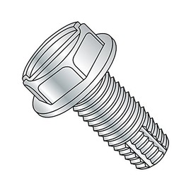 Small Parts 1412FSW Steel Thread Cutting Screw, Zinc Plated Finish, Hex Washer Head, Slotted Drive, Type F, 1/4"-20 Thread Size, 3/4" Length (Pack of 50)
