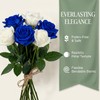 YGHSZ White & Blue Artificial Silk Roses Bouquet, Faux Flowers