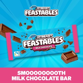 Feastables MrBeast Milk Chocolate Chocolate Bar, King Size Candy Bar for Adults & Kids, Candy Bars for Snacks, Gifts, or Dessert, Sweet & Creamy Fairtrade Cocoa, 2.1 Oz Each, 10 Count