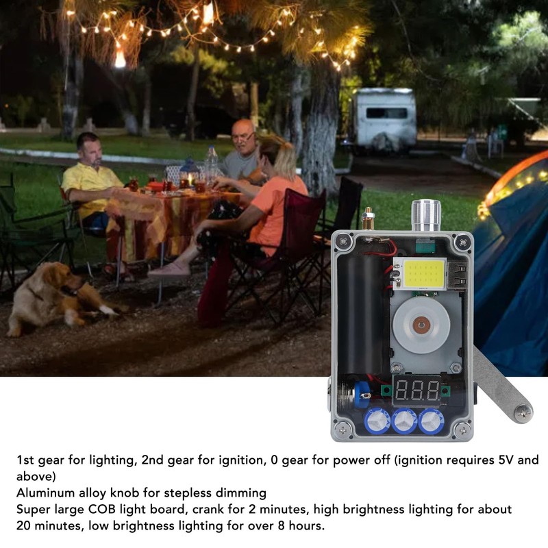 Hand Crank Generator, Fast Charging Portable Power Station with COB