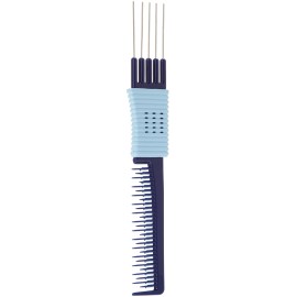 Comare 7.8 Inch Blue Teasing Comb With Stainless Steel Lift Heat Chemical Resistant