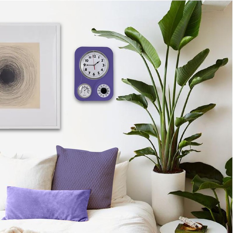Lily's Home Retro Kitchen Clock with Temperature and Timer (Purple)
