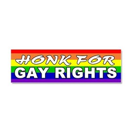 CafePress Honk for Gay Rights Car Magnet 10" x 3", Bumper Magnet