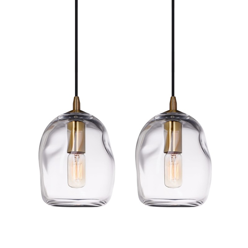 CASAMOTION Pendant Lights Kitchen Island Clear Glass Organic Globe Modern