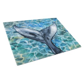 Caroline's Treasures BB5337LCB Whale Tail Glass Cutting Board Large Decorative Tempered Glass Kitchen Cutting and Serving Board Large Size Chopping Board