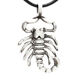 Pewter Scorpion Pendant of Scorpio Zodiac October November Sign on Leather Necklace