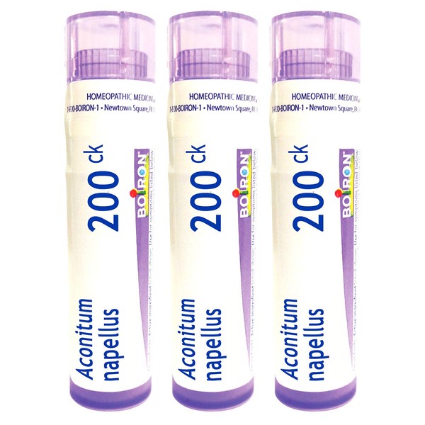 Boiron Aconitum Napellus 200ck Homeopathic Medicine for High Fever - Pack of 3 (240 Pellets)
