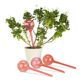 Relaxdays Set of 4 Irrigation Balls, Dosed watering for 2 Weeks, Submergible for Decoration and Potted Plants