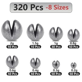 320 Pcs Split Shot Fishing Weights 8 Sizes No.8 No.1 No.4 No.2 BB AAA SSG LSG Metal Shot Weights for Carp Coarse Fishing Stabilizing the Fishing Line Bait