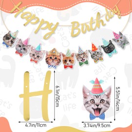 FNANJWQ Cat Theme Birthday Party Banners, Funny Cat Birthday Party Decorations Supplies Pet Theme Activity Supplies for Celebration Anniversary