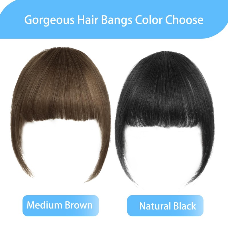 Ishua Clip in Bangs, Real Human Hair Bangs Hairpieces Wig,