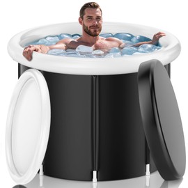 Hlonly 110 Gal Ice Bath Tub for Athletes - Insulated Cold Plunge Tub with Cover, XL Portable Foldable Ice Pod for Home, Gym & Outdoor Recovery, Cold Therapy Tub, Black