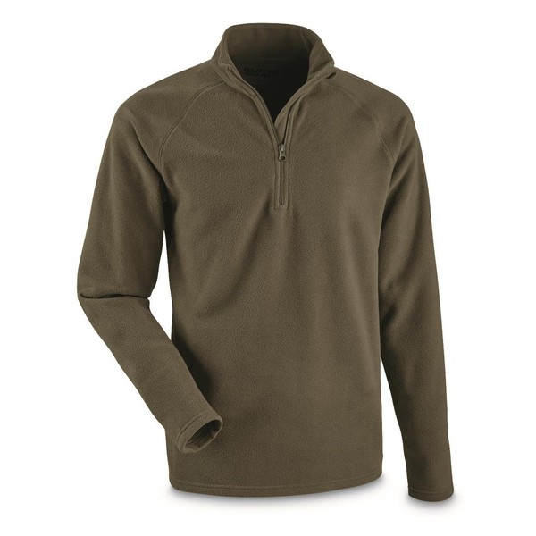 Guide Gear Men's Heavyweight Fleece Quarter-Zip Pullover Sweater Moisture-Wicking Top, Olive Brown, XL
