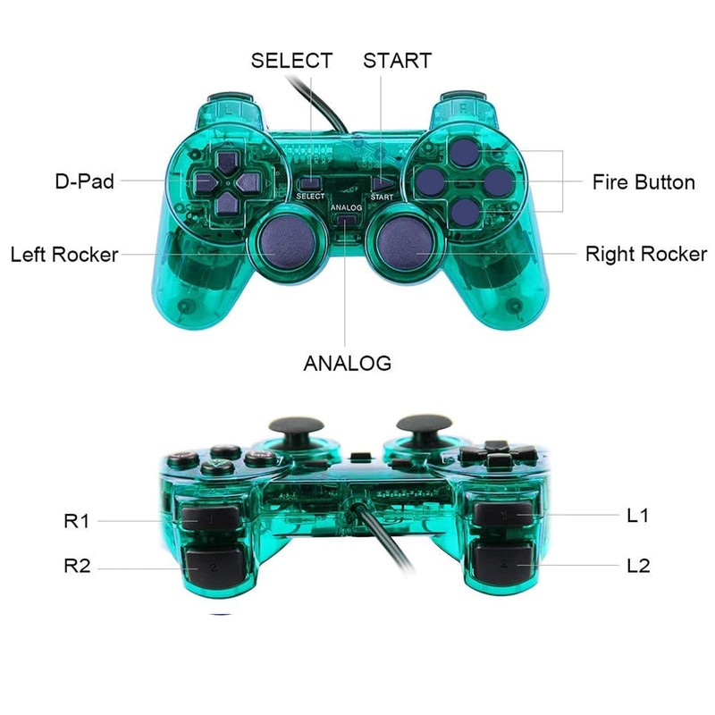 JINHOABF 2 Pack PS2 Wired Controller,Double Shock Gamepad Compatible with