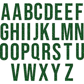 SEC Apparel Green Glitter Iron on Letters,1.5 Inch Tall (Green Glitter)