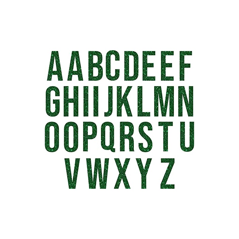 SEC Apparel Green Glitter Iron on Letters,1.5 Inch Tall (Green