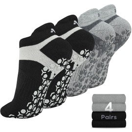 Muezna Men's Non-Slip Yoga Socks, Anti-Skid Pilates, Barre, Bikram Fitness Hospital Slipper Socks with Grips