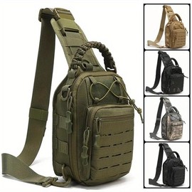 New unisex crossbody bag, EDC fanny pack, tactical shoulder bag 1000D, MOLLE system, backpack, messenger bag, outdoor sports hiking, fishing, camping, daily backpacks - Color: greener
