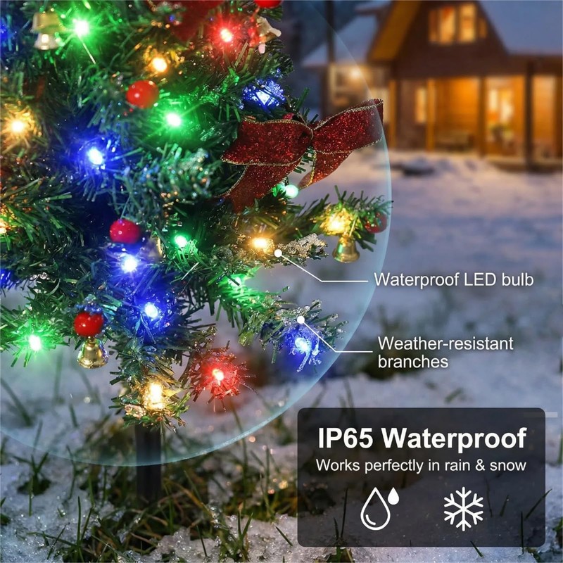 2 Pack 2.5 FT Solar Christmas Tree Outdoor Decoration, Waterproof