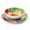Elama Grace 12 Piece Melamine Dinnerware Set, Multi- Red/Yellow/Green/Blue