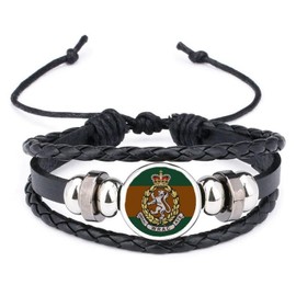 WRAC Women's Royal Army Corps Military Black Leather Bracelet and Velvet Gift Bag
