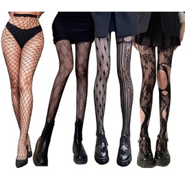 4 Pairs Fishnet Stockings Fishnet Tights Fishnet Tights Black Tights Mesh Tights Black Fishnet Tights Women's Fishnet Stockings, black