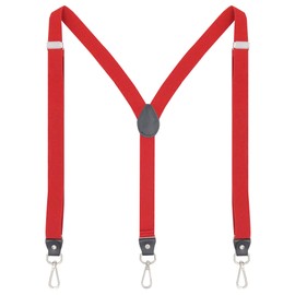 Ausukler Braces for Men and Women Extra Strong 2.5 cm with Carabiner Hook Elastic Strap for Jeans, red