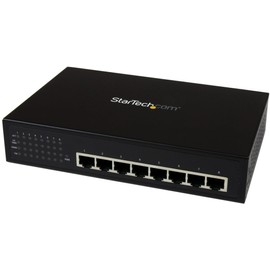 StarTech.com 8 Port Unmanaged Industrial Gigabit Power Over Ethernet Switch - 802.3af/at PoE+ Switch - Wall Mountable - PoE Network Switch (IES81000POE),Black