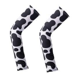 Mikovivi Cow Animal Print Arm Sleeves, Sun Protection Cooling Shooter Compression Cute Protective Covers for Basketball Football Outdoor Sports Supplies Accessories Women Men Youth (White and Black)