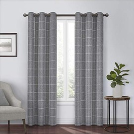 Eclipse Peconic Grommet Top Curtains for Bedroom, Single Panel, 37" x 84", Black