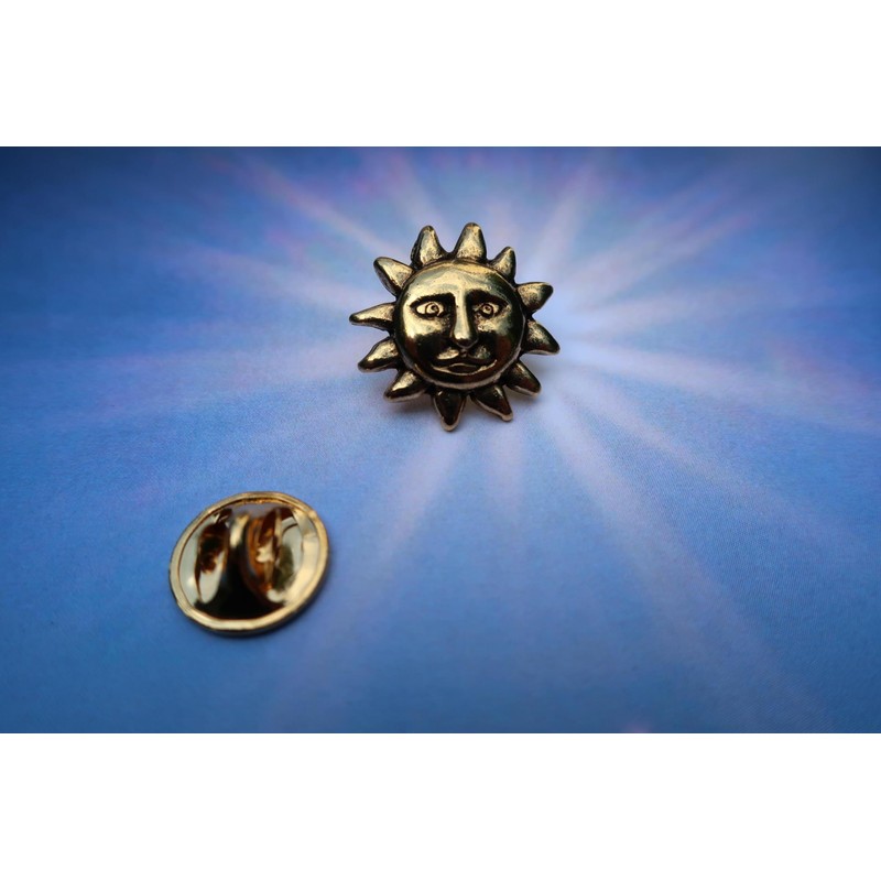 Jim Clift Design Sun Face Gold Lapel Pin - 1
