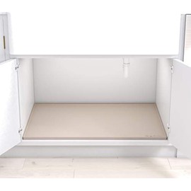 BASIN - Heavy Duty Under Sink Mat - Original Silicone Under Sink Mats - Under Sink Tray - Cover Kitchen Cabinet Liner Taupe 34.25x22