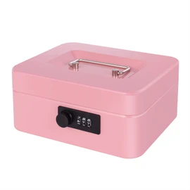 Goehiaul Cash Box with Combination Lock and Money Tray Metal Money Box for Cash Small Cash Box for Money Safe 7.87"x6.3"x3.54" Pink