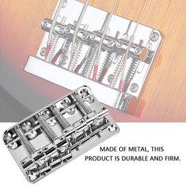 4 String Bass Guitar Bridge, Professional Metal Four-String Bass Bridge replacement for 4-String Electric Bass Guitar(Silver)