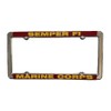 Semper Fi Marine Corps License Plate Frame, Chrome Metal, Red