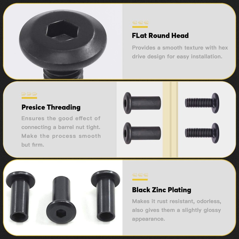 Mardatt 120pcs 5 Sizes M6x16mm/20mm/25mm/30mm/35mm Black Hex Socket Cap Bolts
