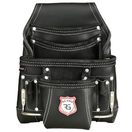 Leather Tool Belt For Electrician Tool Pouch Bags|10 Pocket Carpenter Tools,Construction,Framers,Electrician Tool Belt Pouches|2x Metal Hammer Holder|Heavy Duty Leather Tool pouch (Black, Standard)