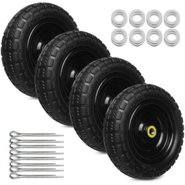 13 Inch Solid Rubber Tires, 4.00-6 Tire Flat Free with 5/8" Bearings, 2.17" Offset Hub for GOR Garden Cart, Wheelbarrow, Trolleys, Hand Trucks and Yard Trailers(4 Pack)