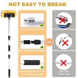 NAVAPAL 54" Car Wash Brush with Long Handle, Flow-Thru Soft Bristle Car Washing Brush with Extendable Handle and Hose Attachment for Car, RV, SUV, Truck, Boat, House Siding, Solar Panels, Yellow