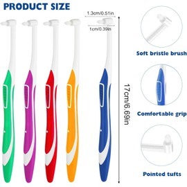 Heanvmyss Tuft Zahnbürste,5 Stück Einbüschelbürste,Kleine Einbüschelzahnbürste Getuftet Weich Büschelzahnbürste Trimm Single Interdental Zwischenraum Bürste für Zahnreinigung im Detail(5 Farben)