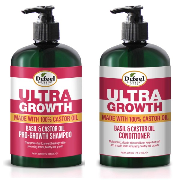 Difeel Champú y acondicionador Ultra Growth de 2 piezas: incluye champú Ultra Growth de 12 oz y acondicionador Ultra Growth de 12 oz.