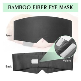 Light Blocking Sleep Eye Mask, Organic Bamboo Sleeping Mask, Comfortable and Breathable Sleeping for Women Men Adjustable Cotton Blindfold Travel Flight Rest (Black)